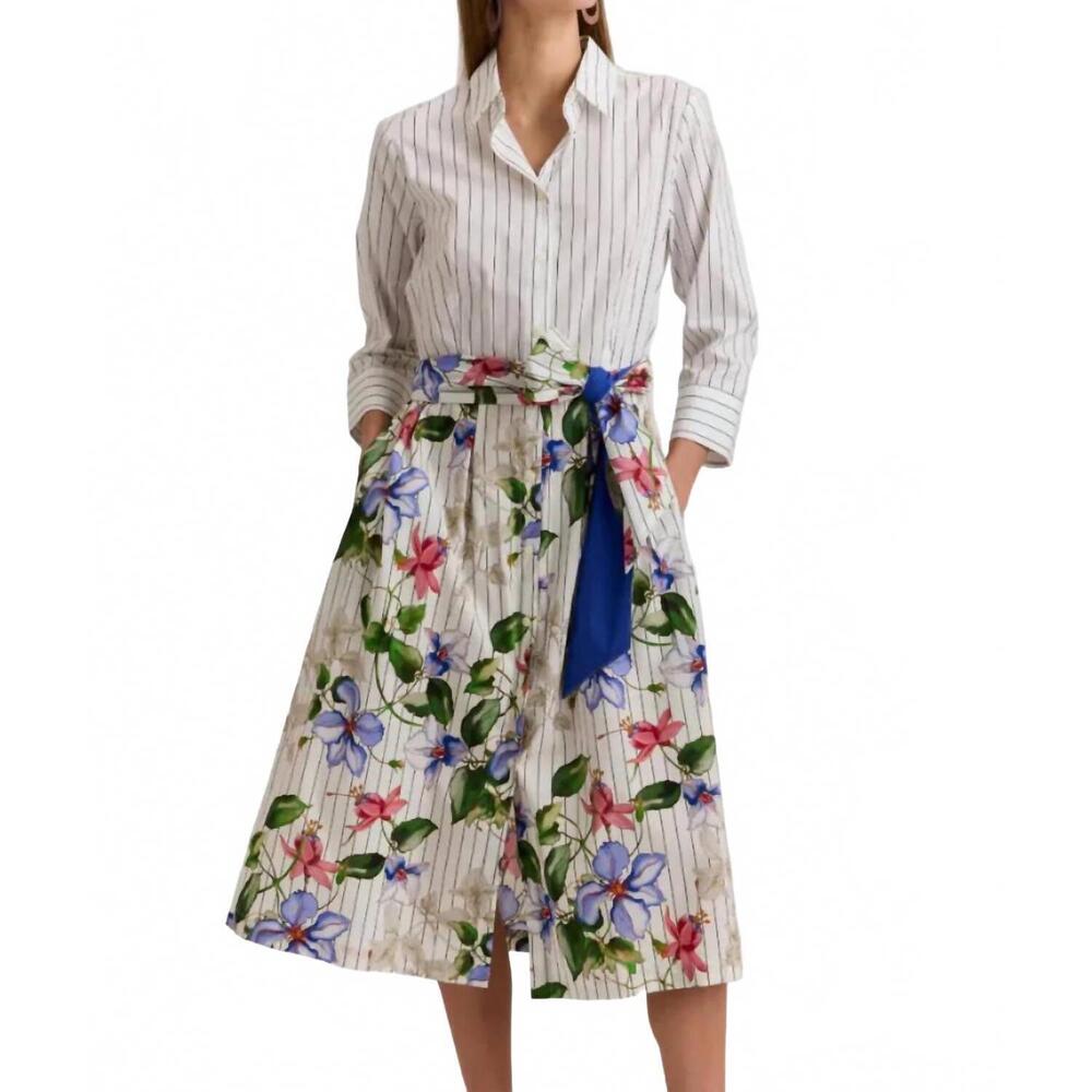 NEW HINSON WU robin 3/4 sleeve garden party print dress in multicolor